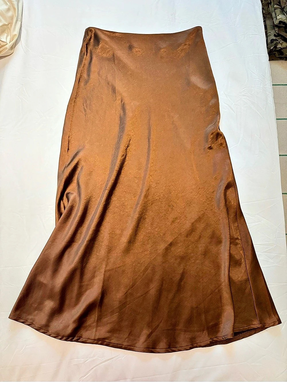 Princess Polly Satin Maxi Skirt Brown Size 8